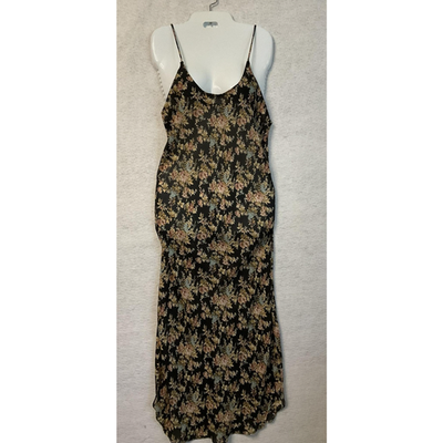 Cacique Dress Womens Small Black Floral Slip Nightgown Chemise Spaghetti Strap