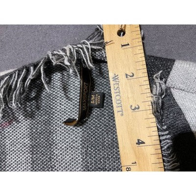 Maxsport Women's Striped Fringe Cardigan Poncho S/M Gray Black Open Front NWT