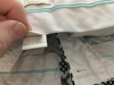 J.Crew Chino Shorts Womens 8 White Black Geometric Stretch Twill 4in Summer