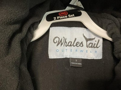 Whales Tail Outerwear Jacket Boys 7 Red Gray Black Hooded Fleece Lined Puffer