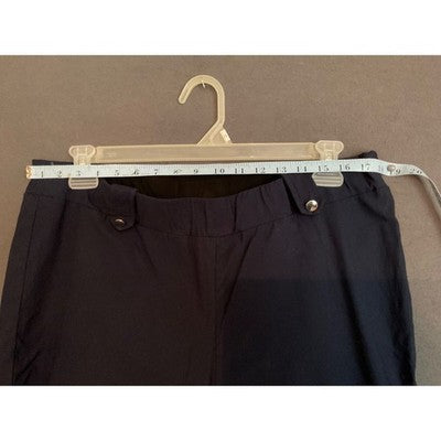 Zoe & Phoebe Women's Navy Cropped Pants XL Rayon Blend Button Hem Detail