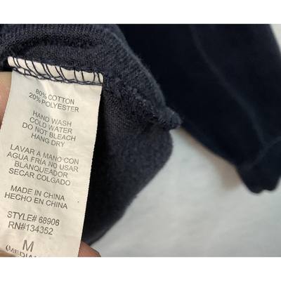 Ambiance Hoodie Womens Navy Blue Pullover Velour Long Sleeve Kangaroo Pocket
