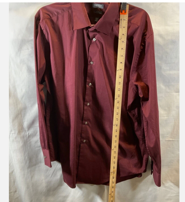 Madison Shirt Mens XL Red Solid Slim Fit Dynamic Cooling Long Sleeve Dress Shirt