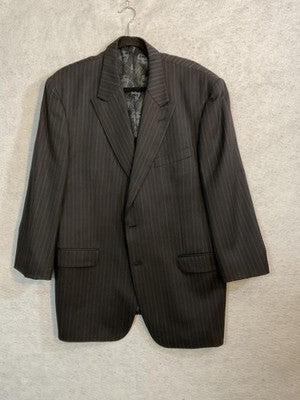 Vintage Phat Farm Suit Men 44 Gray Wool Pinstripe 3 Piece Pant 37x29 Vest Mexico