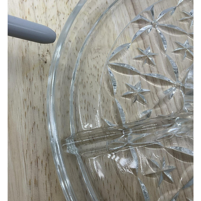 Vintage Glass Relish Tray 12 Inch Round Divided Dish Starburst Pattern Sectioned