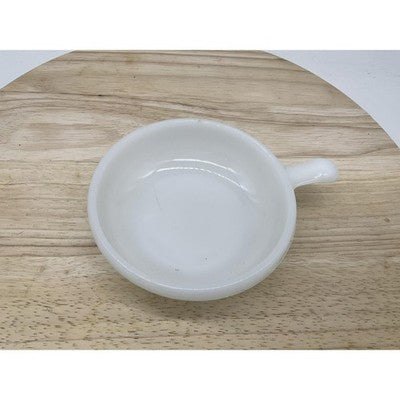 Fire-King Skillet Bowl White Milk Glass 20 oz Handle 6.5" Vintage USA Pyrex