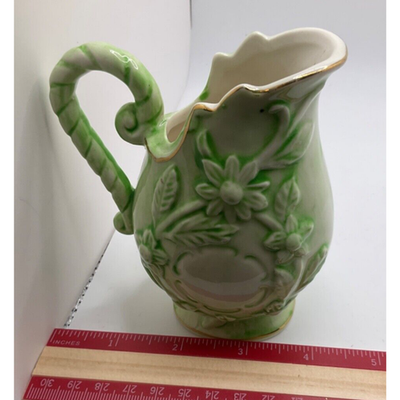Rare Vintage Hand-Painted Porcelain Pitcher/Vase - 4.5" Tall, Gold Accents