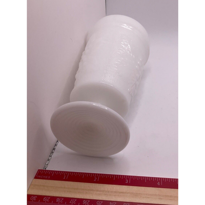Vintage Footed Milk Glass Vase with Grape Design Fluted, Number 18, Collectible