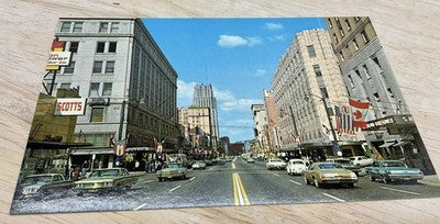 Vintage Downtown View Akron Ohio Colourpicture Photochrome Postcard 5.5x3.5 In