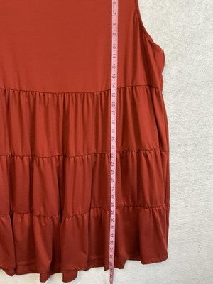 VTG Entro Dress Womens 2X Rust Orange Sleeveless Tiered Trapeze Swing Tank Boho