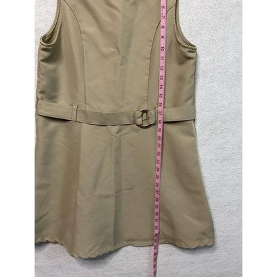 @Class Dress Girls Size 20 Tan Sleeveless Belted School Uniform Office Wear