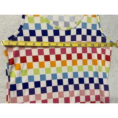 Poof New York Tank Top Womens Small Checkered Sleeveless Stretch Shirt