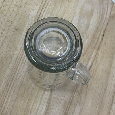 Vintage Clear Glass Coca Cola Mug 5.5" Embossed Thick Handle Tall Drinking