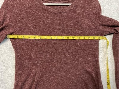 AnyBody Shirt Womens XS Burgundy Heathered Long Sleeve Crewneck A-Line Casual