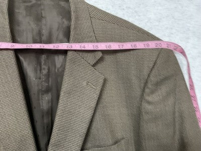 Joseph & Feiss Gold Suit Jacket Men 50 Brown Wool Check Polyester Lined