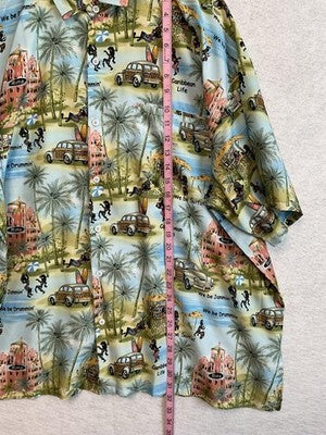 Rima Shirt Mens 2XL Multicolor Caribbean Life Hawaiian Button Up Short Sleeve