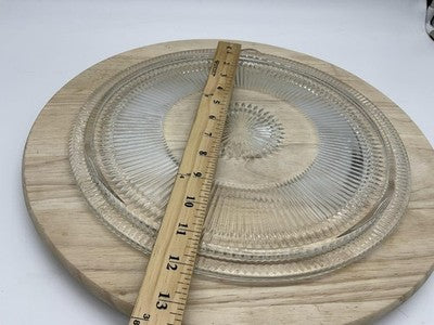 Vintage Clear Pressed Glass Round Cake Plate Replacement Striped Contemporary