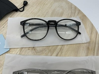 IBOANN Blue Light Blocking Glasses Women 51-20-140 Round 2 Pack Black Grey
