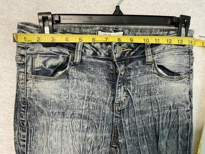 Cello Jeans Juniors 5 Gray Skinny Acid Wash Distressed Crinkle Wrinkle Faded