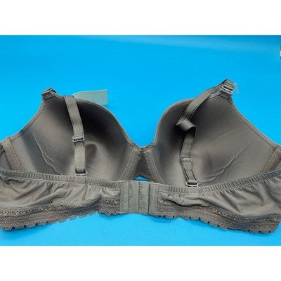 Paramour Plus Size 42D Lace Underwire Bra Gray Brown Lightly Lined Full Coverage