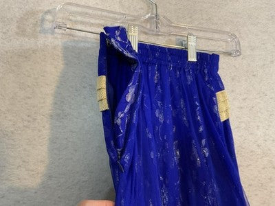 Skirt Girls 4 Blue Tulle Maxi Floral Sequin Trim Lined Formal Party Wedding