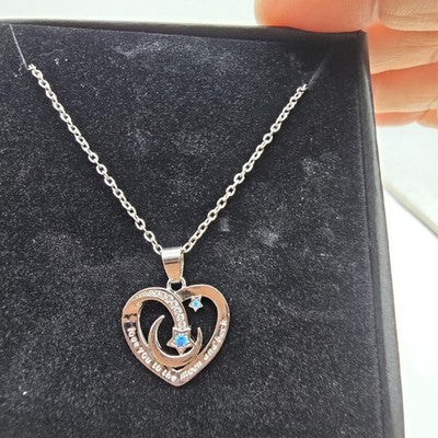 Necklace Heart Moon Star Pendant Silver Tone Granddaughter 18 In Gift Womens