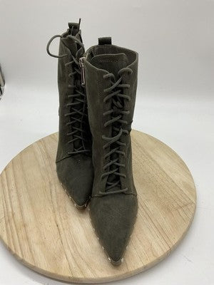 Charles By Charles David Boots Womens Size 7.5 Green Duffy Lace Up Studded Ankle