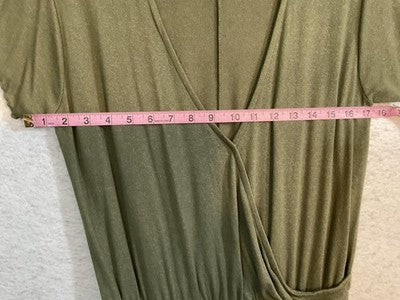 Serra Jumpsuit Womens Medium Green Short Sleeve Surplice V Neck Jogger Casual