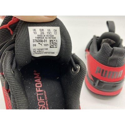 Puma Shoes Boys Size 11C Black Red SoftFoam+ Running Training Athletic 376358-01