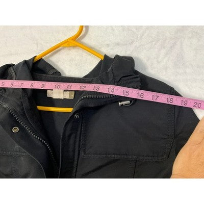 J.Crew Field Jacket Women Medium Black Utility Hooded Canvas Anorak Coat