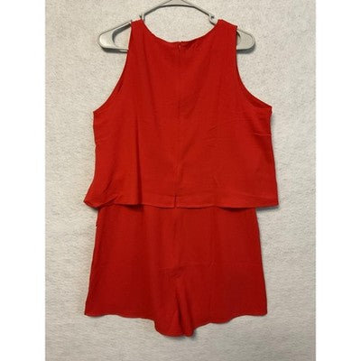Dokotoo Romper Womens Large Red Sleeveless Layered Asymmetrical Dressy Overlay