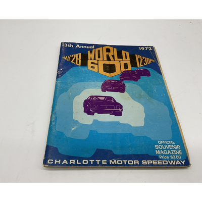 Vintage Charlotte Motor Speedway World 600 Program Magazine NASCAR 1972 70s