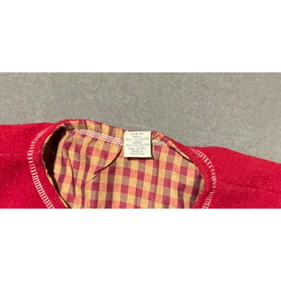 Vintage XL Red Button-Up Holiday Cardigan Jacket/Sweater with Snowman Applique