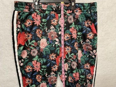 Project Runway Pants Womens XL Multicolor Floral Track Side Stripe Jogger Casual