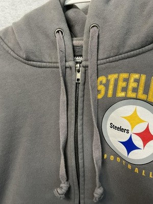 Pittsburgh Steelers Hoodie Sweatshirt Womens Small Gray NFL Football Zip Up