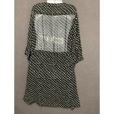 Kersh Black White Splash Polka Dot Dress Size M Chiffon V-Neck Lined Boho