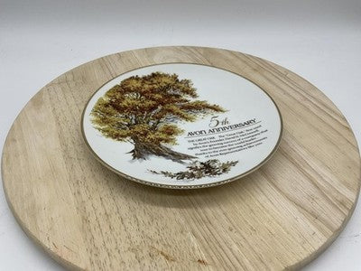 Avon 5th Anniversary Oak Commemorative Award Porcelain Plate 1993 Japan 22K Gold