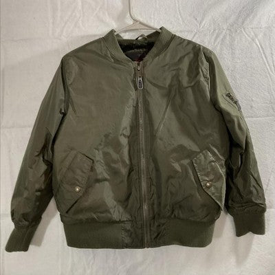 Yoki Jacket Boys 14-16 Green Bomber Faux Fur Lined Zip Pockets Warm Winter