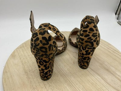 Forever Shoes Womens Size 6 Brown Leopard D'Orsay Ankle Strap Pumps SONGFUL-6