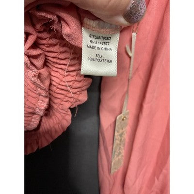 IRIS Basic Sheer Pink Blouse NWT Size M Long Sleeve Smocked Waist Flowy
