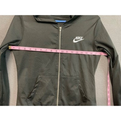 Nike Youth S Full Zip Hoodie Black Polyester Athletic Jacket Logo Lightweight
