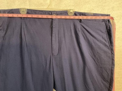 St. Patrick Dress Pants Mens 56x32 Blue Linen Rayon Pleated Easy Care Big Tall
