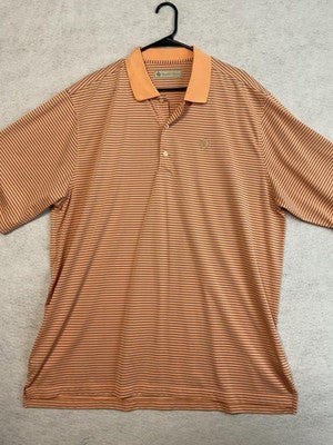 Donald Ross Polo Shirt Mens 2XL Orange Striped Golf Performance Short Sleeve