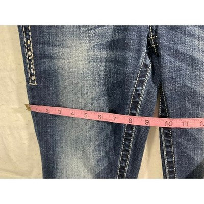 Rock 47 by Wrangler Bootcut Jeans Women 28x32 Dark Wash Rhinestone Western Denim