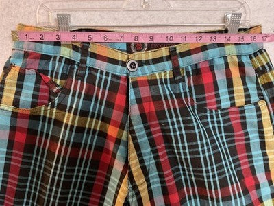 Evolution In Design Shorts Mens 36 Multicolor Plaid Bermuda Flat Front Pockets
