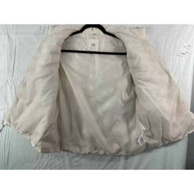 Gap Puffer Vest Women XL Cream Quilted Zip Up Sleeveless Jacket Outerwear