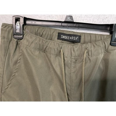 SMOKEASH Cargo Pants Mens S Drawstring Pockets Streetwear Imitation Silk Cotton