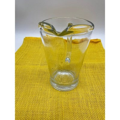 Vintage Glass Pitcher Clear Heavy Tapered Water Juice Carafe Serving MCM