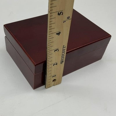 Red Wood Jewelry Hand Harness Display Storage Box Mirror Slots Case Rectangular
