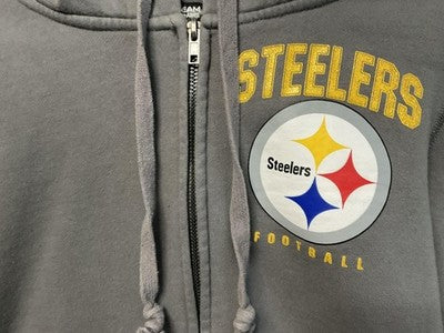 Pittsburgh Steelers Hoodie Sweatshirt Womens Small Gray NFL Football Zip Up